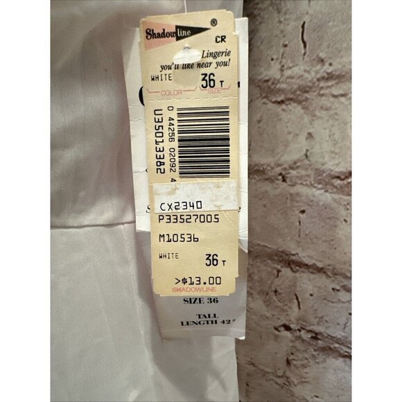 SHADOWLINE Vintage White Slip Lace Trim Opacitrique Size 36 Tall Length 42" NOS - Picture 7 of 12